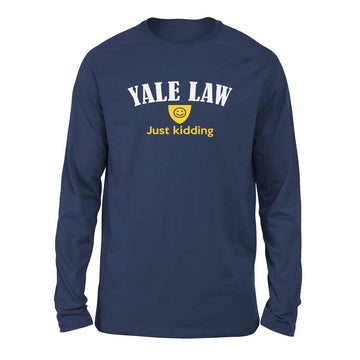 Yale Law, Just Kidding Men/Unisex Drop Shoulder Sweatshirt in Navy color